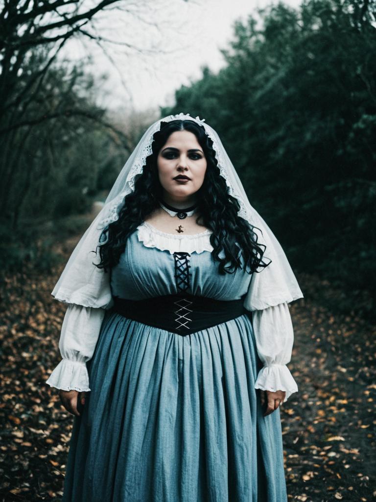 Plus Size Woman in La Llorona Costume Cosplay Editorial Photography