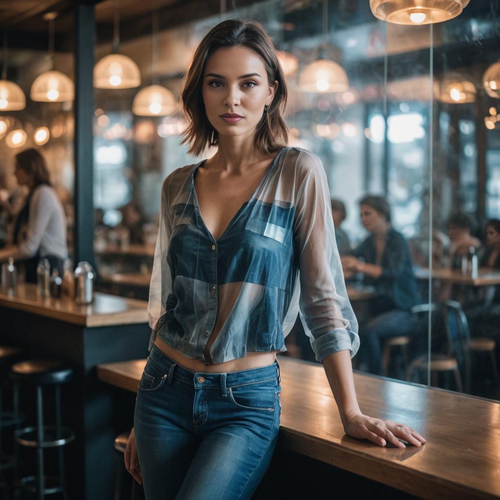 Fashionable Woman in Skinny Jeans at Nightclub