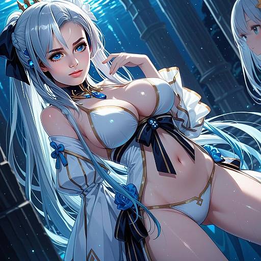 Morgan Le Fay Water Princess Anime Style Fantasy Illustration