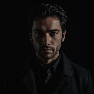 Intense Portrait of a Man with Dark Hair