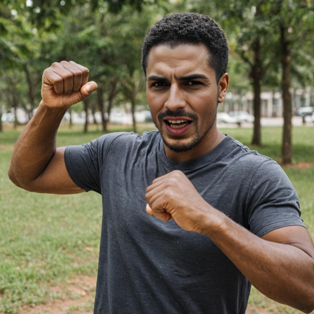 Enthusiastic man performing fist pump