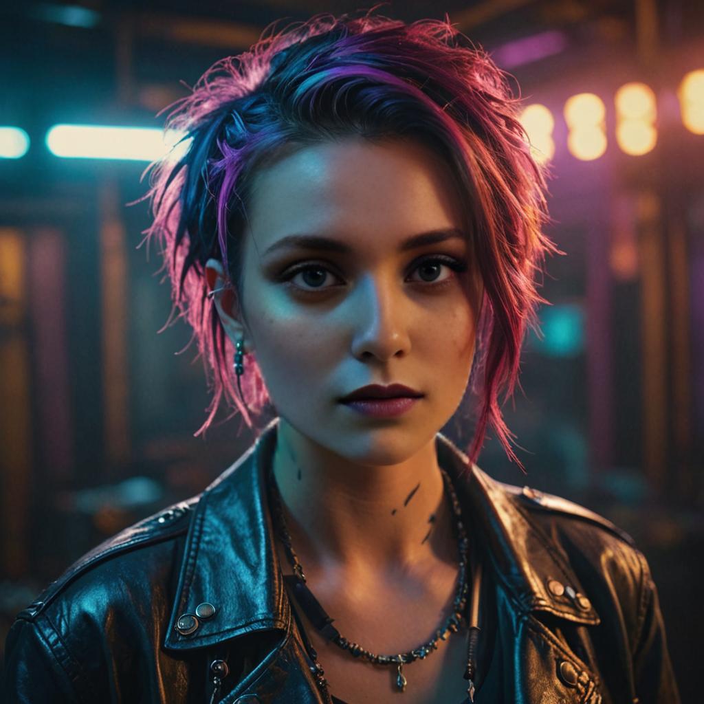 Punk Aesthetic Woman Portrait with Pink Highlights