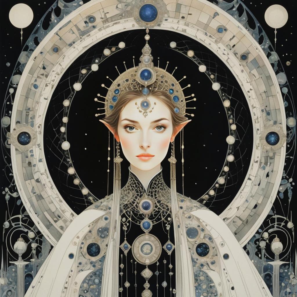 Regal Elven Woman in Cosmic Attire Regal Elven Woman in Cosmic Attire