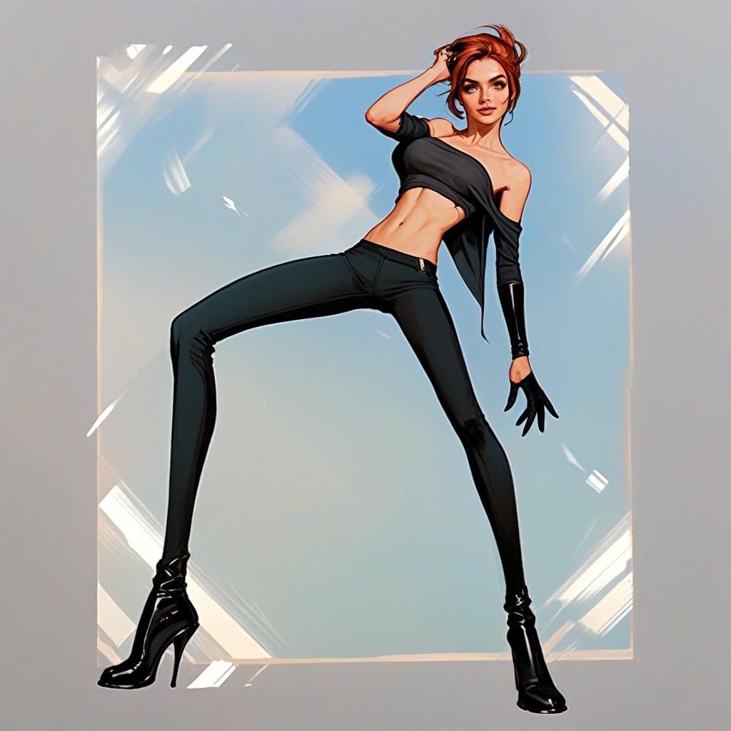 Confident Woman in Edgy Fashion Against Geometric Background Confident Woman in Edgy Fashion Against Geometric Background