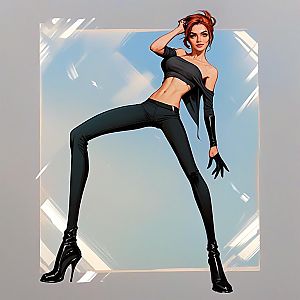 Confident Woman in Edgy Fashion Against Geometric Background