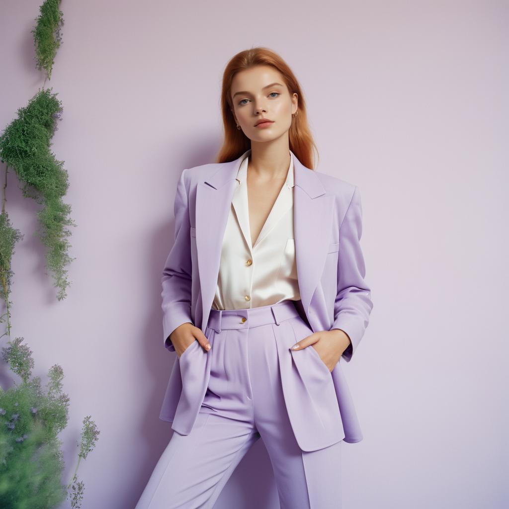 Confident Woman in Lavender Suit