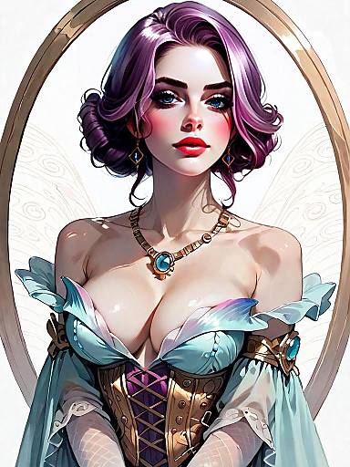 Realistic Digital Portrait of a Woman in Sophisticated Plunging Mermaid Style Dress