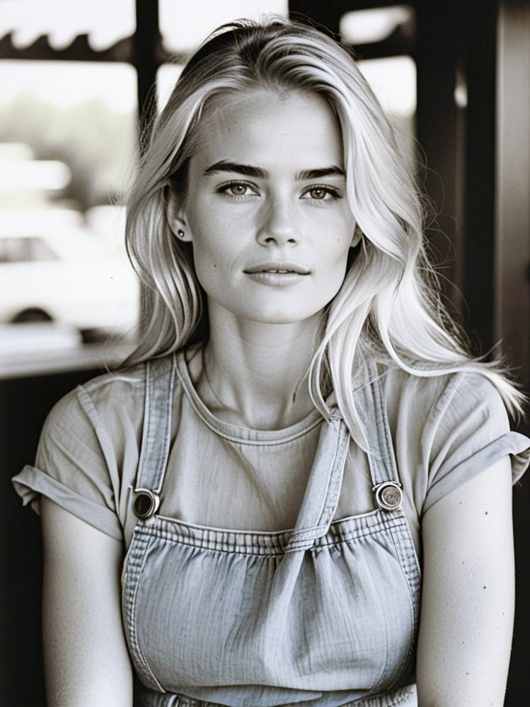 Black and White Portrait of a Calm Woman