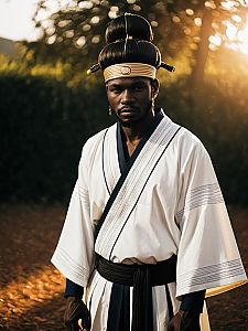 Man Cosplay Wearing Sadaso Costume Realistic Photo Dressed as Sadaso