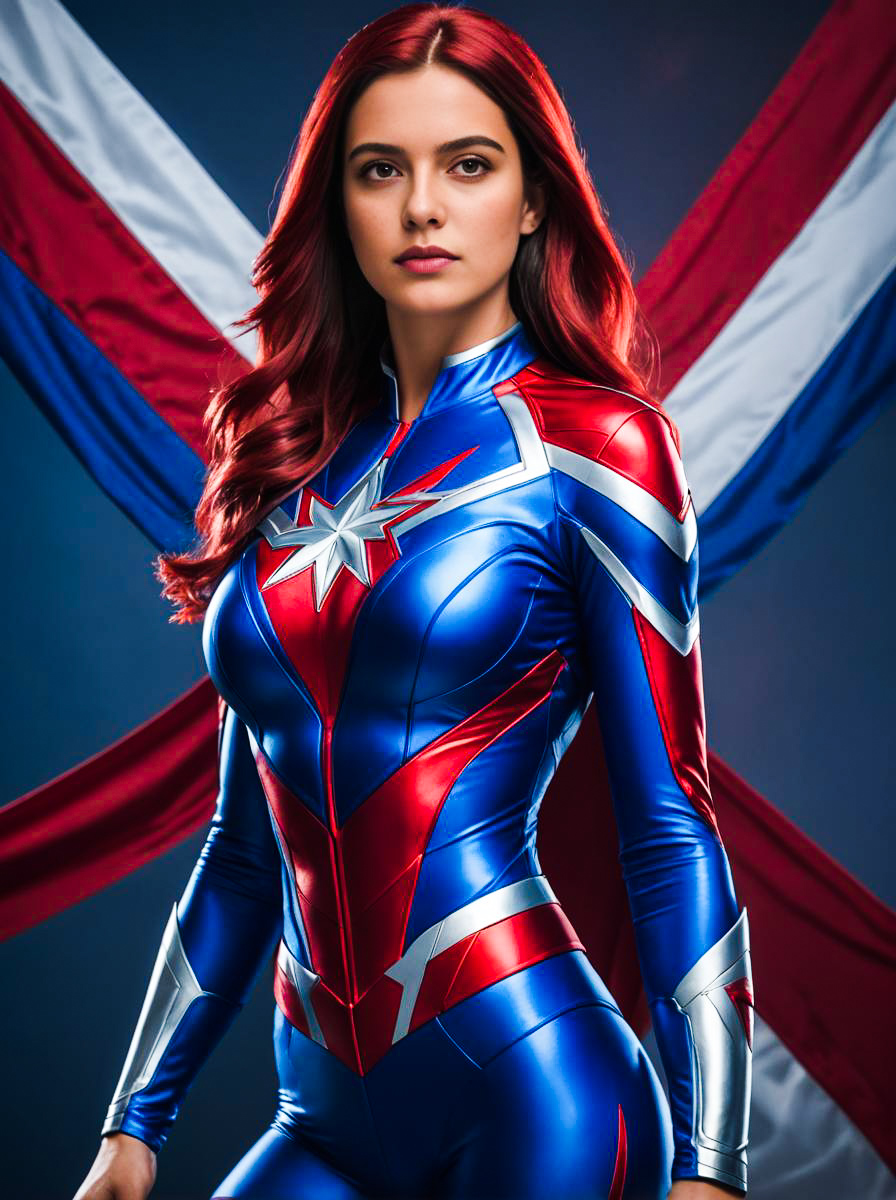 Woman in Captain Britain Costume