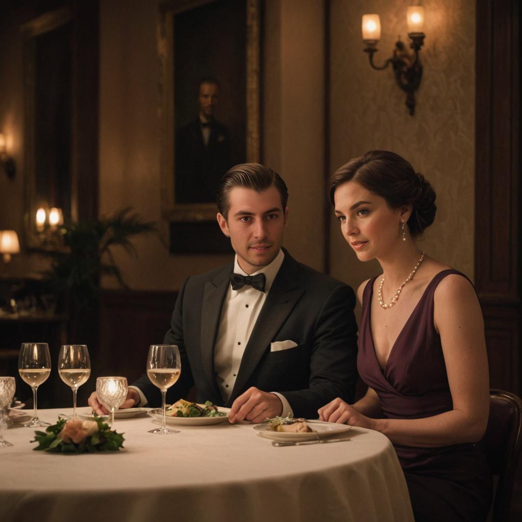 Sophisticated Couple at Elegant Dining Table