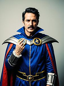 Man in Photorealistic Superhero Costume Cosplay Studio Portrait