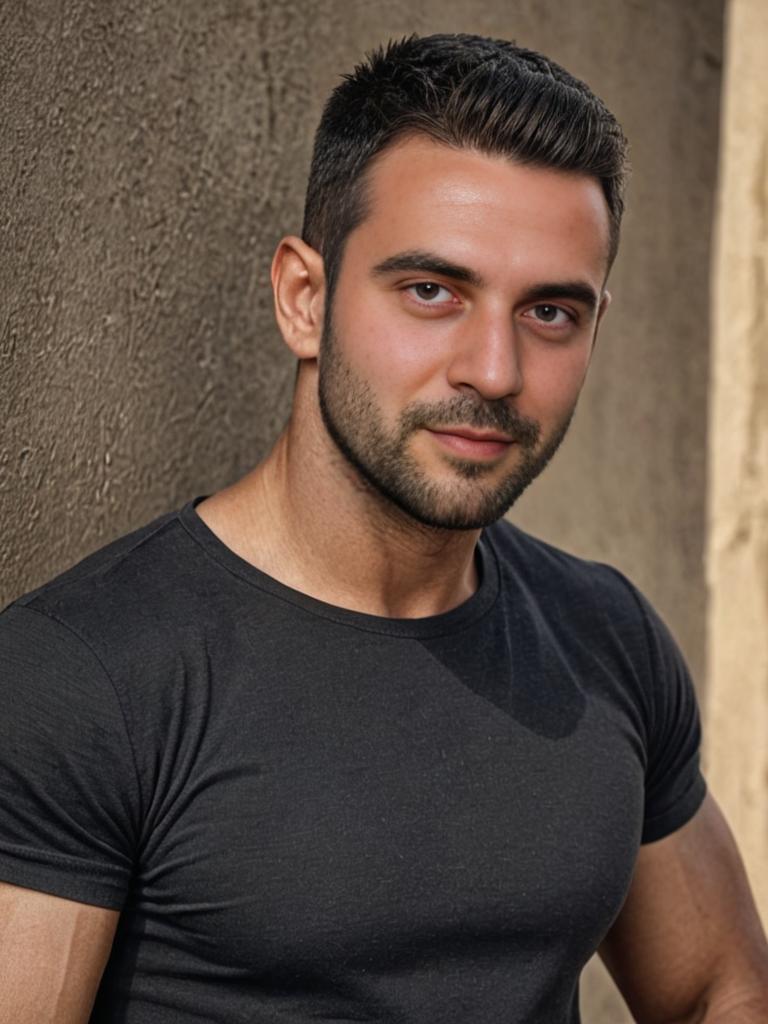 Confident young man in black t-shirt