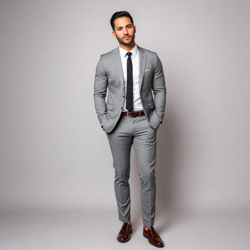 Stylish Man in Gray Suit - Modern Business Attire