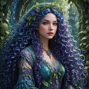 Ethereal Woman in Enchanted Garden