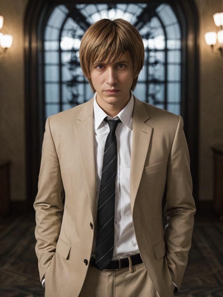 Light Yagami Cosplayer in Classic Room