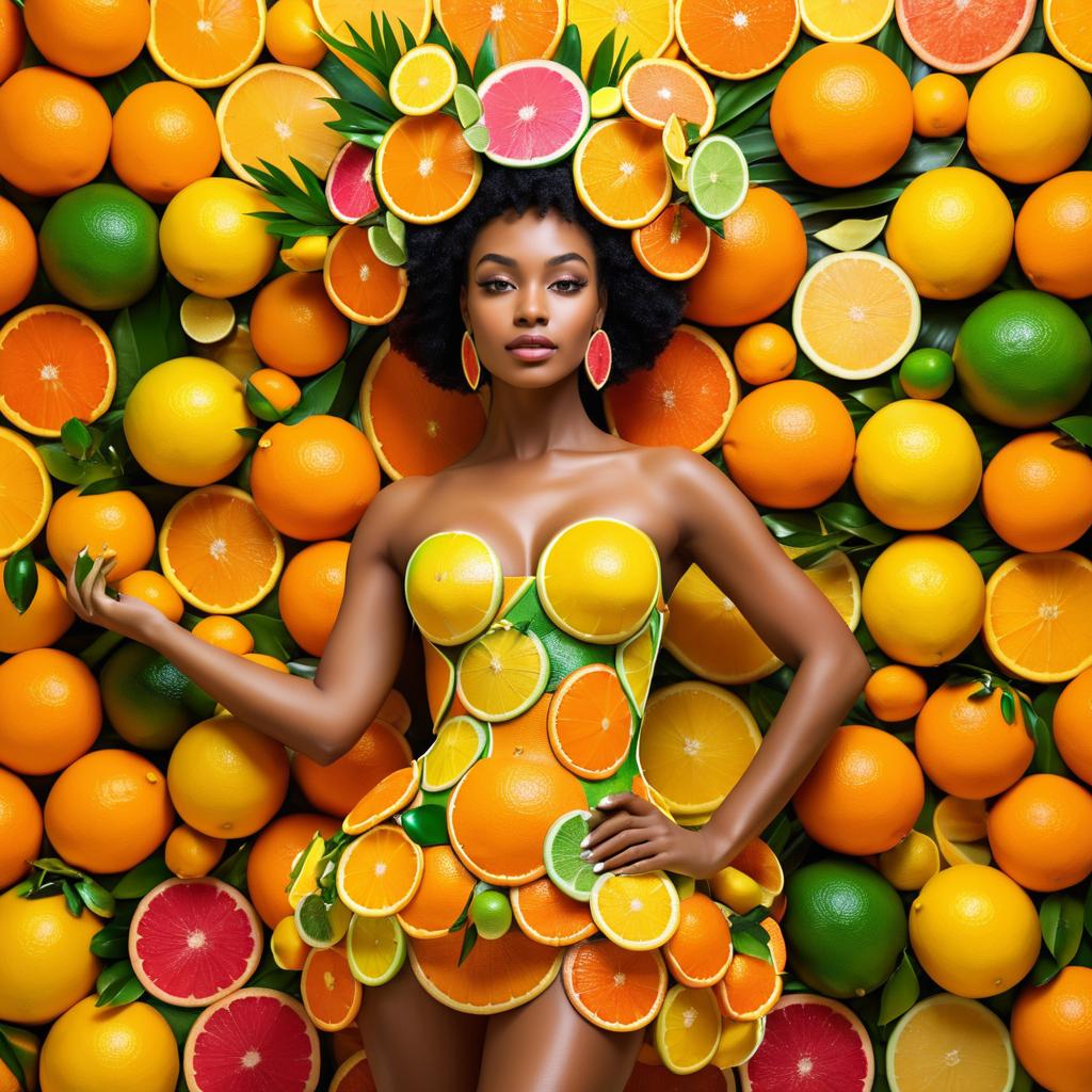 Woman in Citrus Fruit Dress