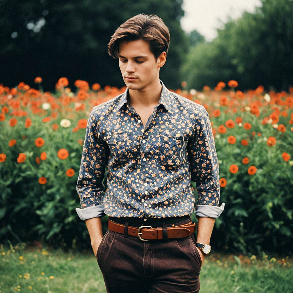 Young Man in Floral Garden