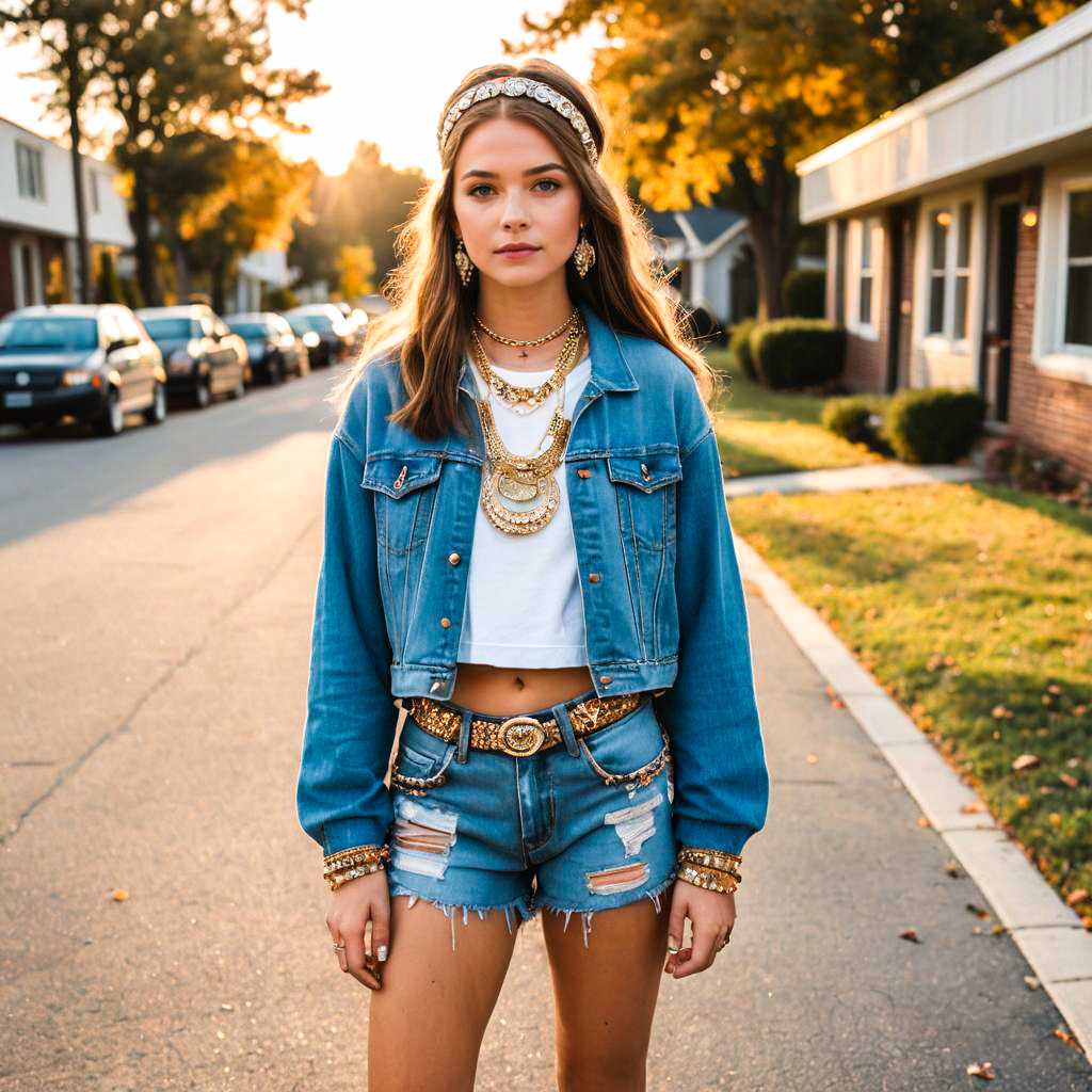 Stylish Young Woman in Trendy Summer Outfit