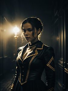 Sexy Cosplay Woman Character Wearing Detailed Sugar Costume Realistic Photo