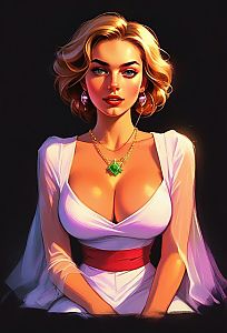 Confident Woman Portrait with Blond Hair and Blue Eyes