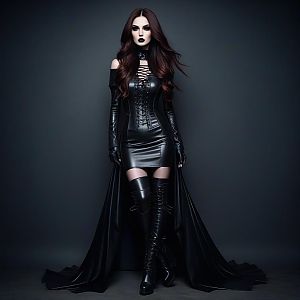 Striking Woman in Gothic Fashion