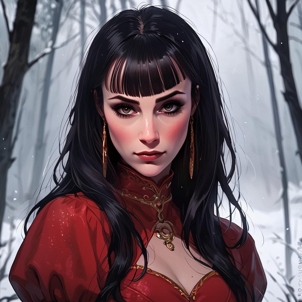 Fantasy Portrait of Woman in Red Garment Fantasy Portrait of Woman in Red Garment