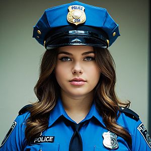 Confident Woman in Police Uniform