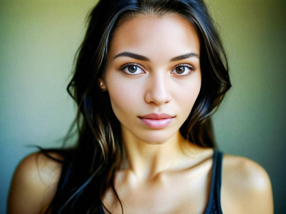 Close-up Portrait of Young Woman with Brown Eyes