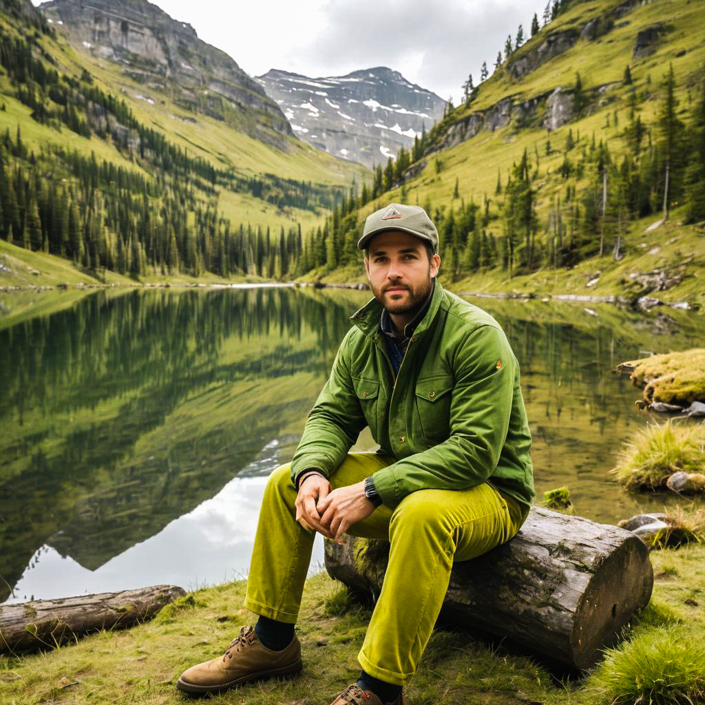 Man by Serene Lake in Nature