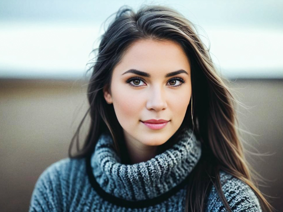 Confident Young Woman in Cozy Sweater