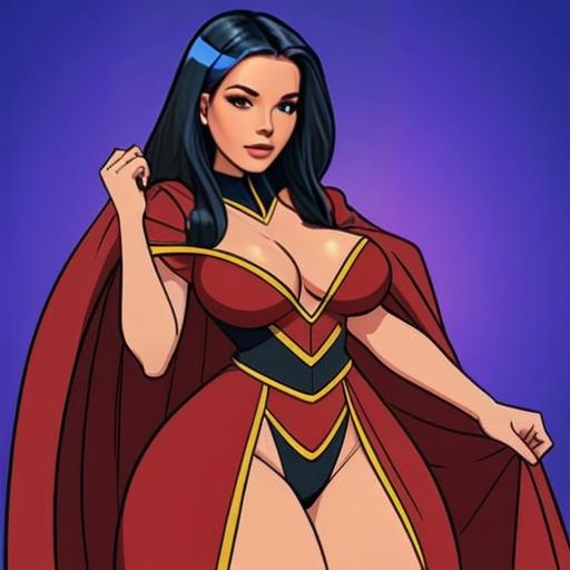 Confident Woman Superhero in Red Costume Digital Illustration
