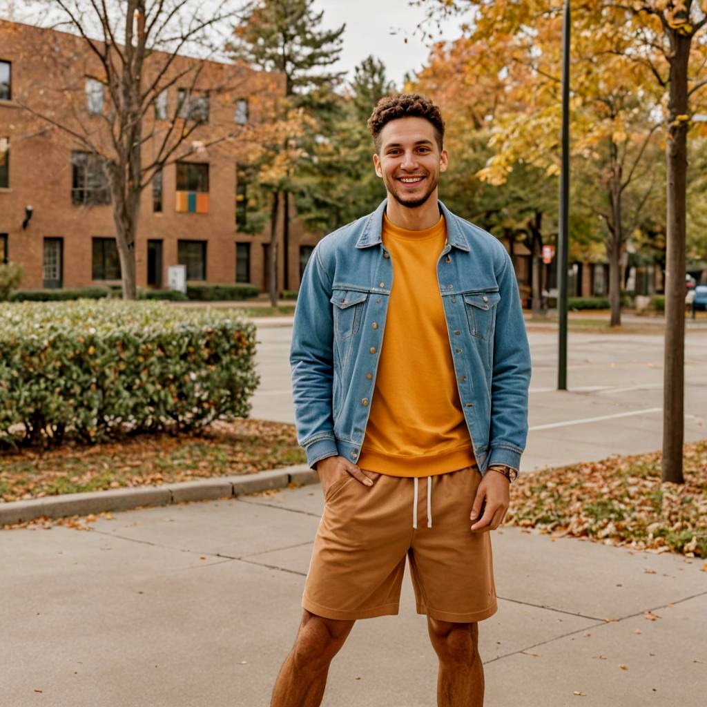 Stylish Young Man in Urban Park