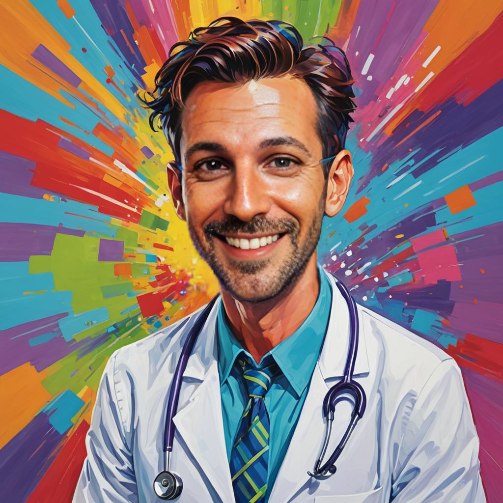 Smiling Doctor in Lab Coat with Stethoscope