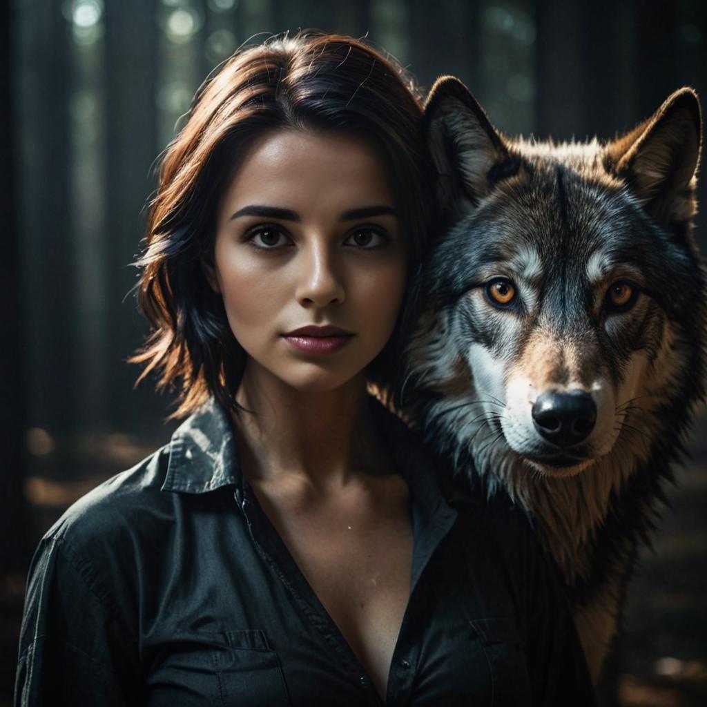 Mythical Bond: Woman and Wolf