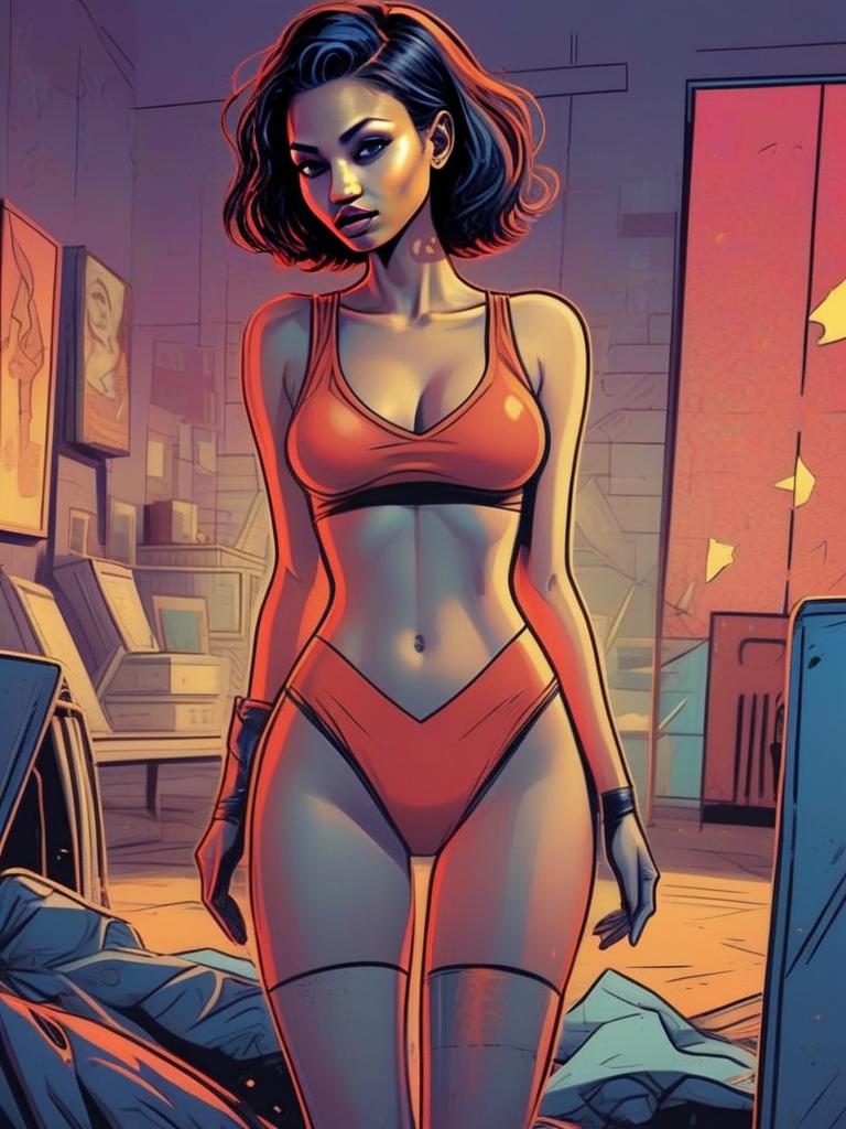 Confident Woman in Red Outfit Confident Woman in Red Outfit