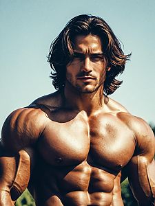 Muscular Man Shirtless Outdoors