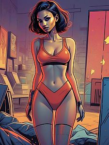 Confident Woman in Red Outfit