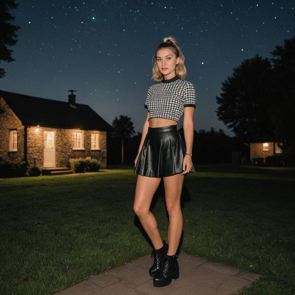 Stylish Woman Under Starry Sky