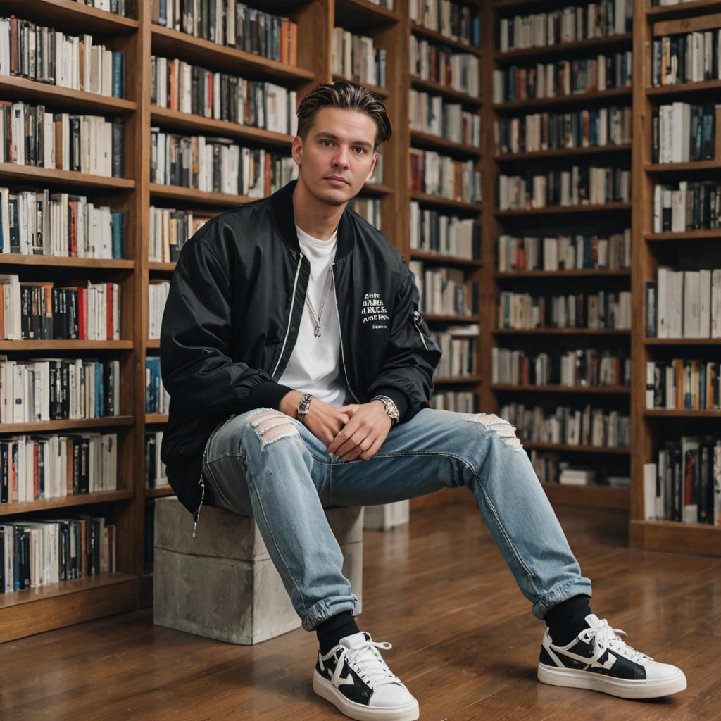 Stylish Man in Library