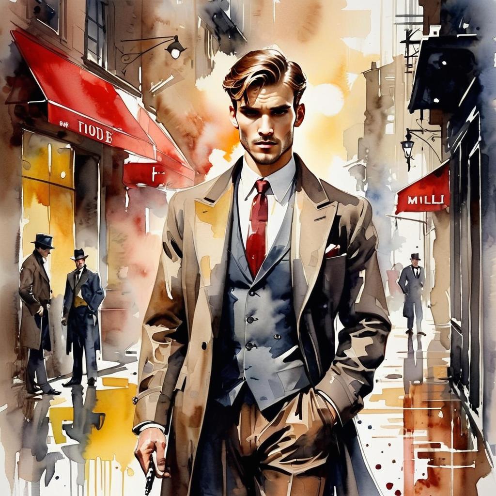 Vintage Dressed Man in City Scene