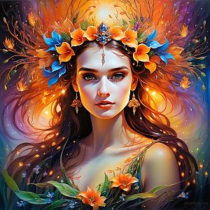 Young Woman with Floral Crown - Nature & Beauty