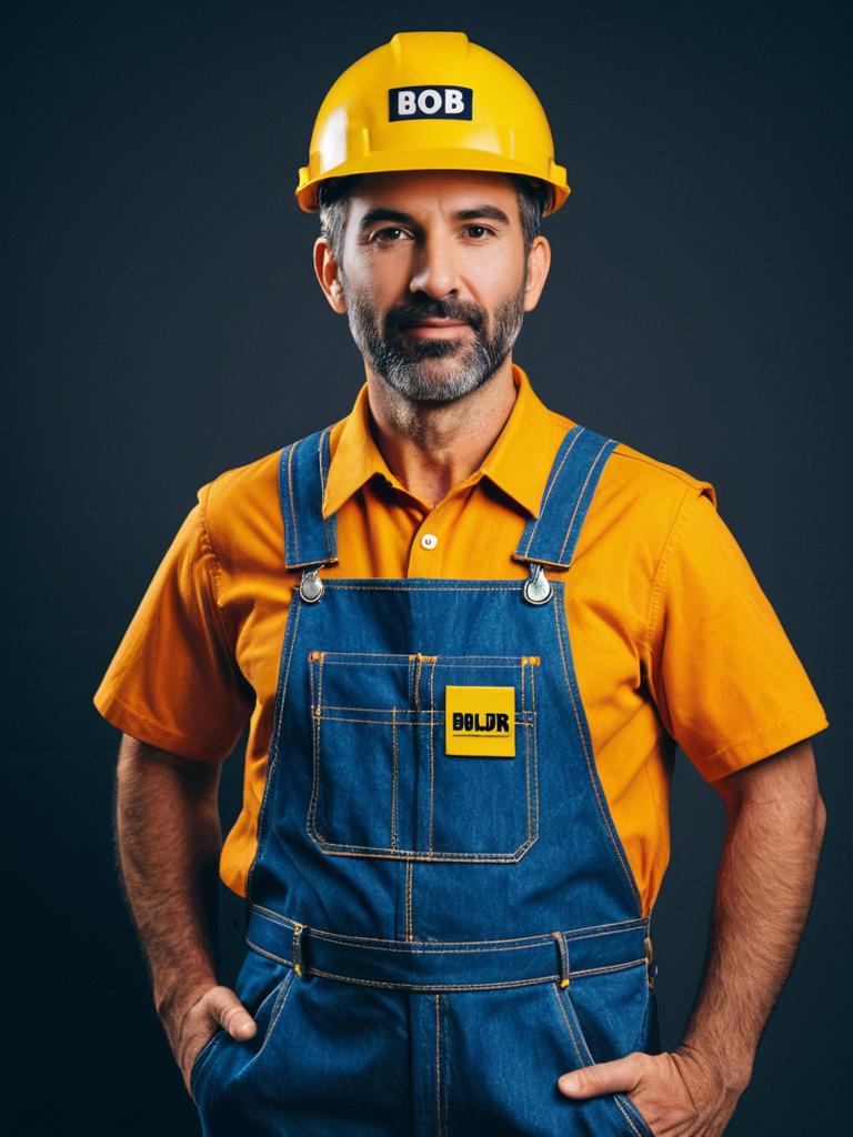 Man in Bob Builder Costume Photorealistic Detailed Studio Portrait