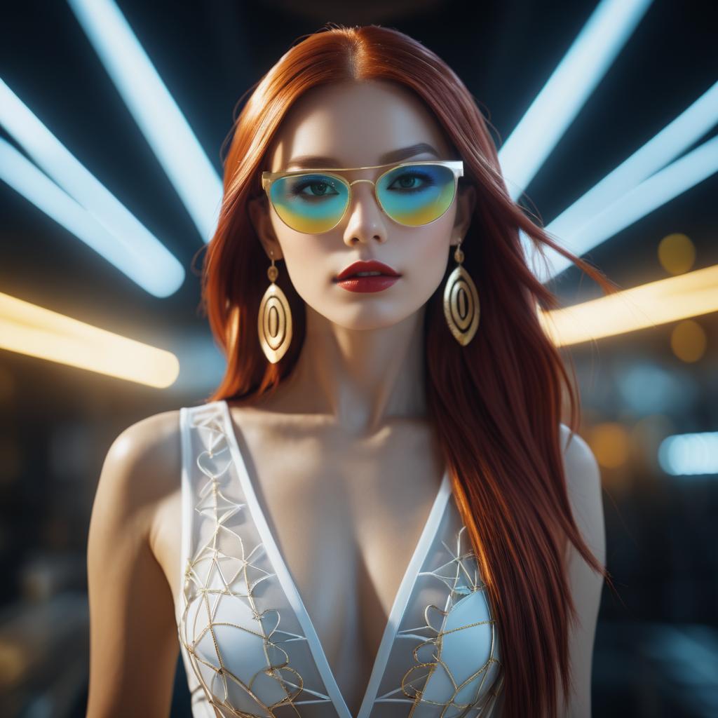 Confident Woman with Red Hair and Sunglasses