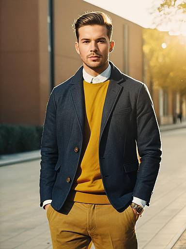 Man in Modern Fashion Outfit Outdoors - Photorealistic Portrait