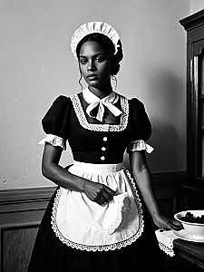 Vintage French Maid in Classic Black and White Costume Inspired by Django Unchained