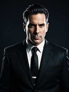 Confident Man in Black Suit Portrait