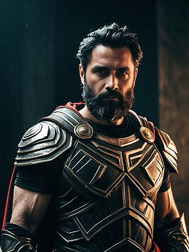 Man in Hephaestus Costume Cinematic Cosplay Portrait