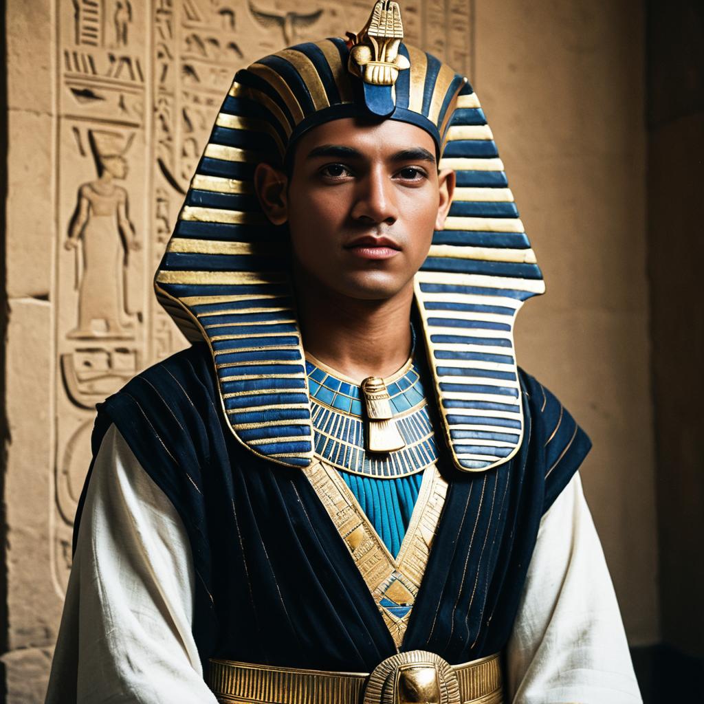 Young Man in Ancient Egyptian Pharaoh Costume