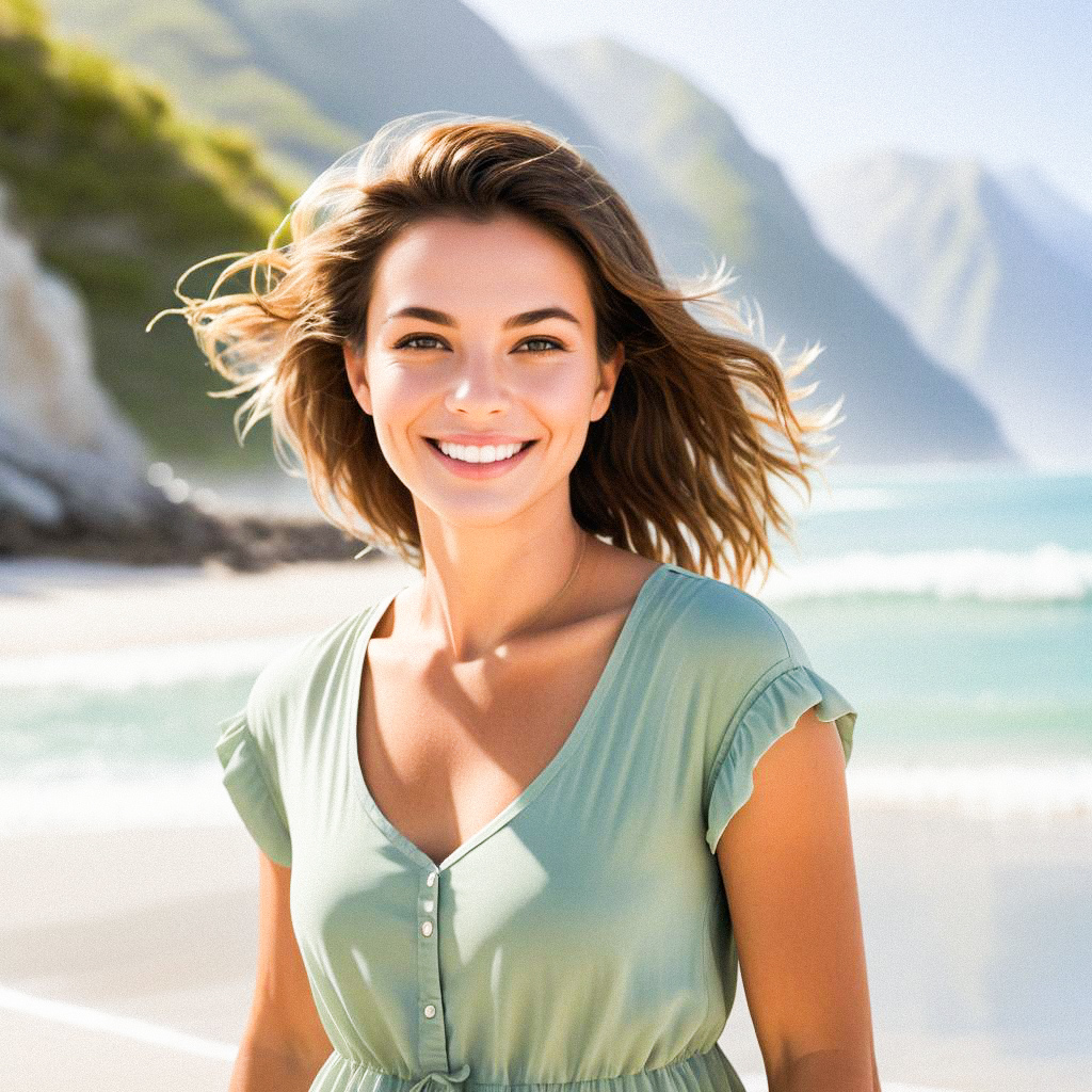 Smiling Woman at Beach